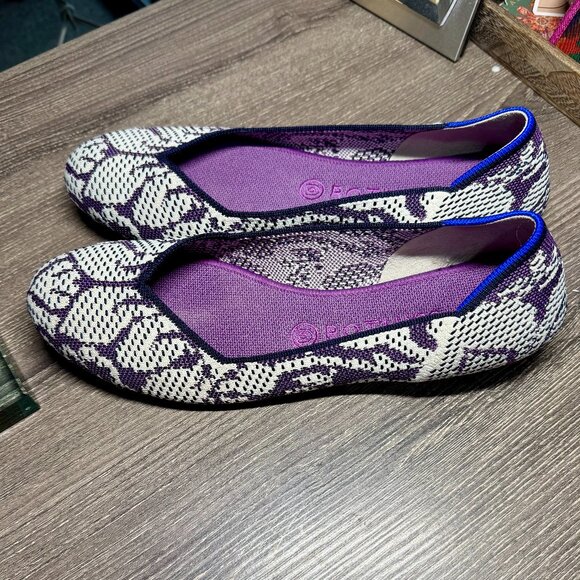 Rothy's Shoes - Rothy's flats, size 9.5, purple, navy blue, and white